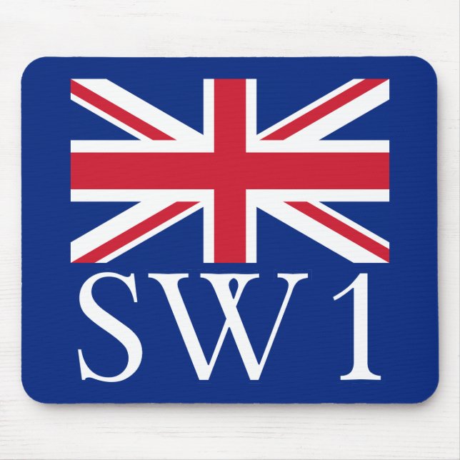 London Postcode SW1 with Union Jack Mouse Pad (Front)