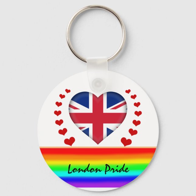 London Pride & Hearts & Rainbow Flag / Love Keychain (Front)