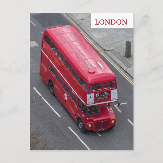 London red bus aerial view postcard (Front)