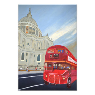 London Red Bus and St Paul Cathedral print