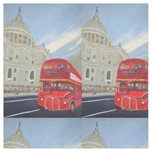 London Red Bus cotton fabric