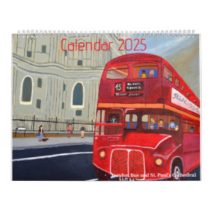 London Red Bus Large Calendar 2025 