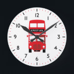 London Red Bus Personalised Numbered Clock<br><div class="desc">The London red bus clock can be personalised with a name and plate details. Would look great in a child’s bedroom or nursery.</div>