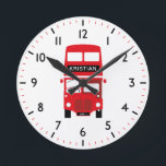 London Red Bus Personalised Numbered Clock<br><div class="desc">The London red bus clock can be personalised with a name and plate details. Would look great in a child’s bedroom or nursery.</div>