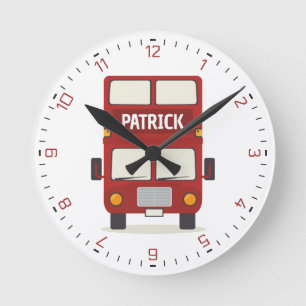 London Red Bus Personalised Round Clock