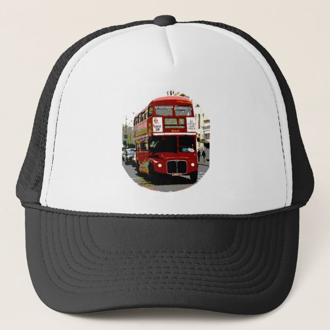 London Red Bus Routemaster Buses Trucker Hat (Front)