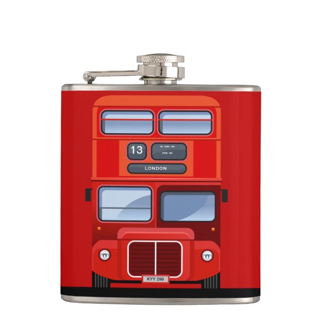 London Red Double Decker Bus Flask (Front)