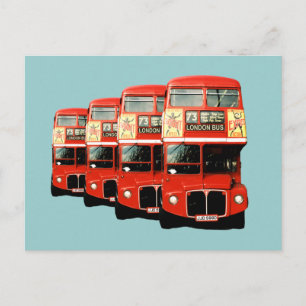 London Red Double-Decker Buses Postcard