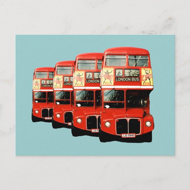 London Red Double-Decker Buses Postcard (Front)