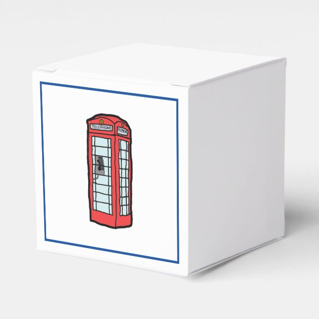 London Red Telephone Booth Iconic British Travel Favor Box (Front Side)