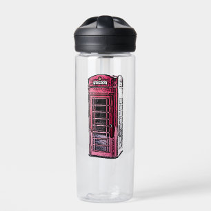 London Red Telephone Booth Iconic British Travel Water Bottle