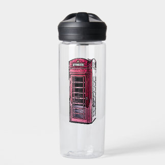 London Red Telephone Booth Iconic British Travel Water Bottle