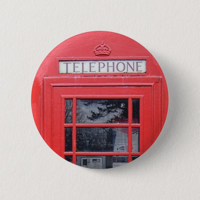 London Red Telephone Box 2 Inch Round Button (Front)
