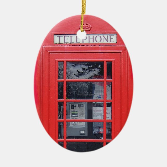 London Red Telephone Box Ceramic Ornament (Front)