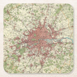 London Region Map Square Paper Coaster