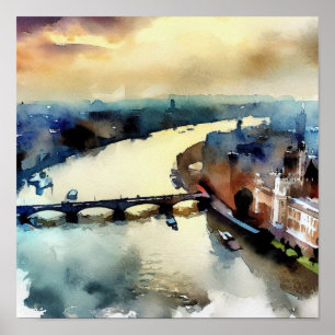 London-River Thames (D), Watercolor Poster