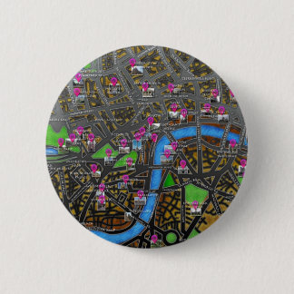London Road Map 2 Inch Round Button