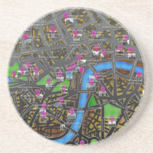 London Road Map Coaster