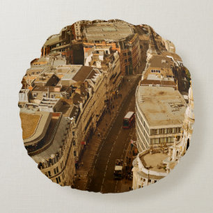London rooftop view panorama with urban architectu round pillow
