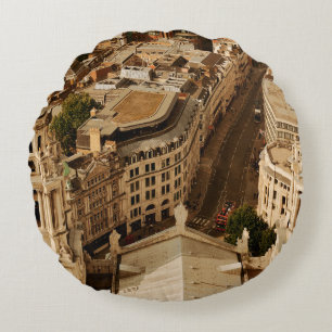 London rooftop view panorama with urban architectu round pillow
