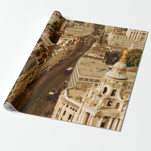 London rooftop view panorama with urban architectu wrapping paper (Unrolled)