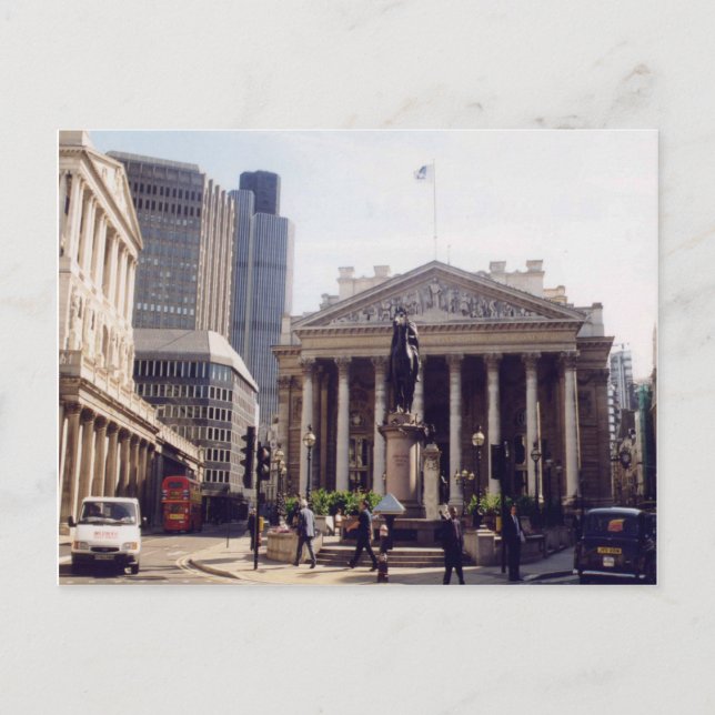 London, Royal exchange and the Bank of England Postcard (Front)