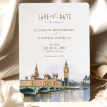 London Save The Date Destination Wedding Invitation<br><div class="desc">Capture the charm and beauty of London, England, with this elegant watercolor Save The Date card. Featuring a stunning artwork of Big Ben and Westminster Bridge in London, this card will set the tone for your special day while celebrating this historic city's beauty. London is a fantastic destination for weddings,...</div>