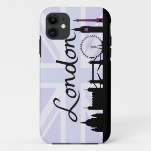 London Script on Union Jack Sky & Sites Purple iPhone 11 Case