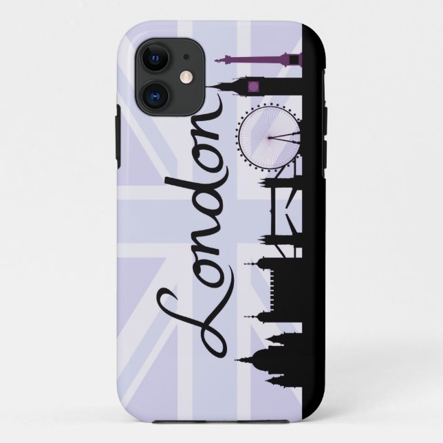 London Script on Union Jack Sky & Sites Purple Case-Mate iPhone Case (Back)