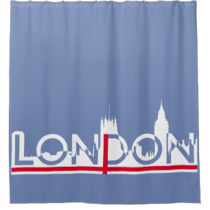 London silhouette and English flag