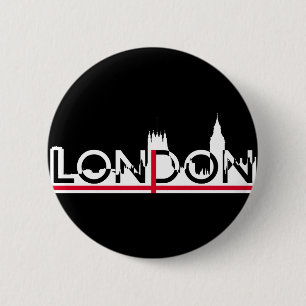 London silhouette and English flag 2 Inch Round Button