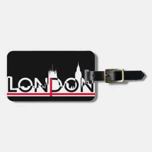 London silhouette and English flag Luggage Tag