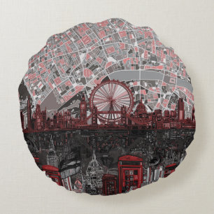 london skyline abstract round pillow