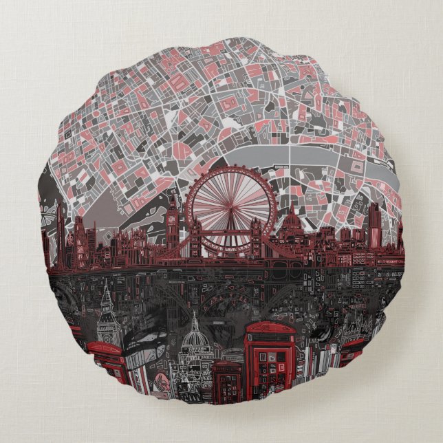 london skyline abstract round pillow (Back)
