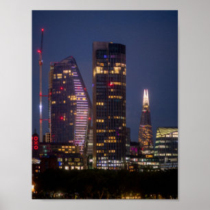 London Skyline at Night Poster