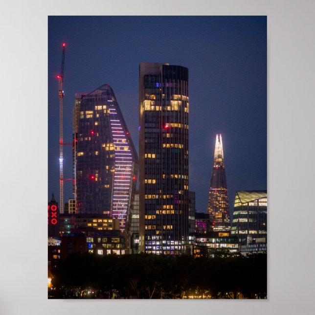 London Skyline at Night Poster (Front)