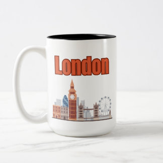 London Skyline Big Font Two-Tone Coffee Mug
