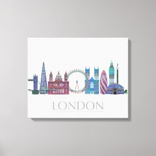 London Skyline Coloured Buildings Canvas Print