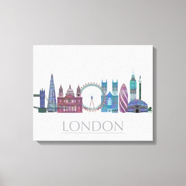 London Skyline Coloured Buildings Canvas Print (Front)