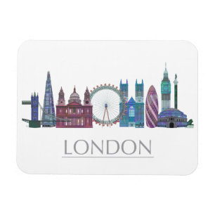 London Skyline Coloured Buildings Magnet