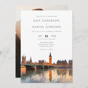 London Skyline Destination Photo Wedding Invitation