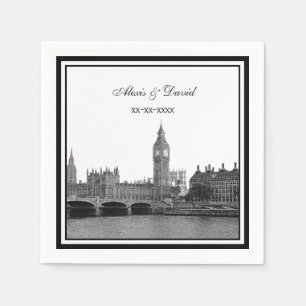 London Skyline Etched Framed Wedding Napkin