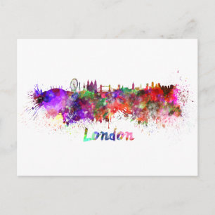 London skyline in watercolor postcard