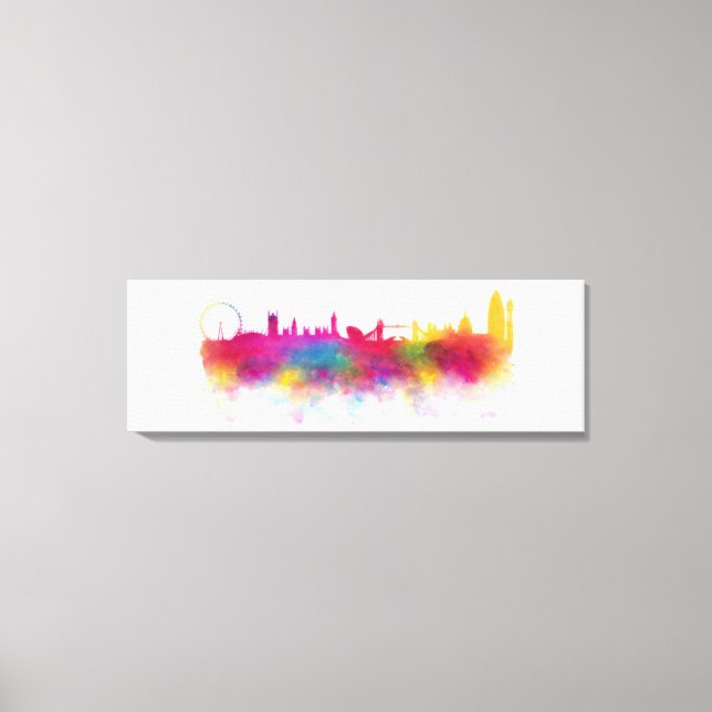 London Skyline Modern Watercolour Canvas Print (Front)