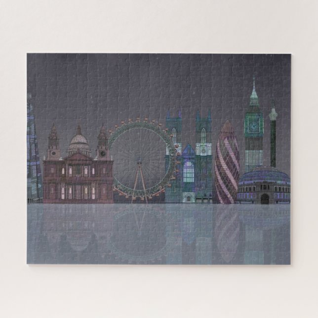 London Skyline Night Reflections Jigsaw Puzzle (Horizontal)