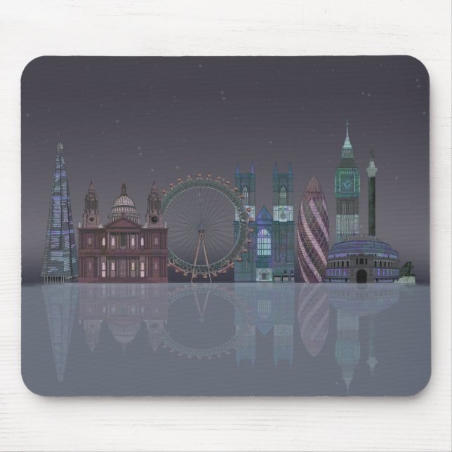 London Skyline Night Reflections Mouse Pad (Front)