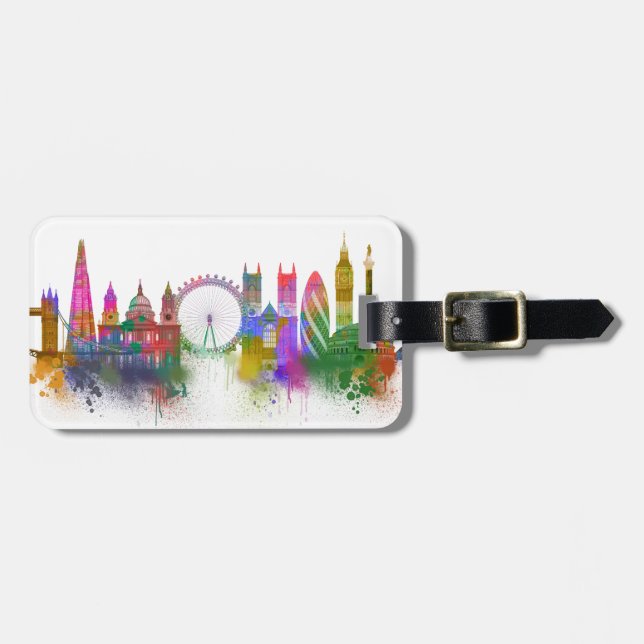 London Skyline - Rainbow Luggage Tag (Front Horizontal)