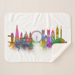 London Skyline - Rainbow Sherpa Blanket