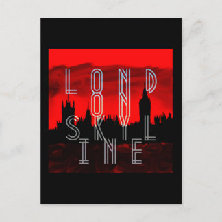 London skyline red black postcard