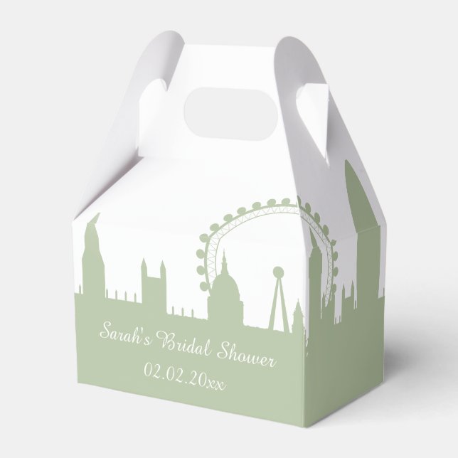 London Skyline Sage Personalized favour boxes (Front Side)